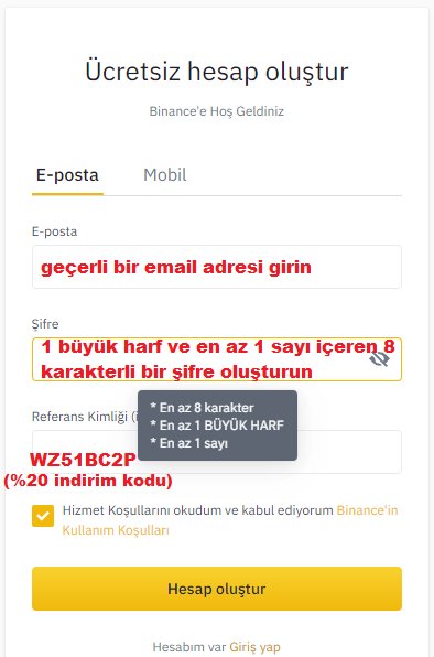 Binance Nasıl Üye Olunur? Adım Adım Resimli Anlatım 4 Binance Üyelik Formu Doldurma Ekranı