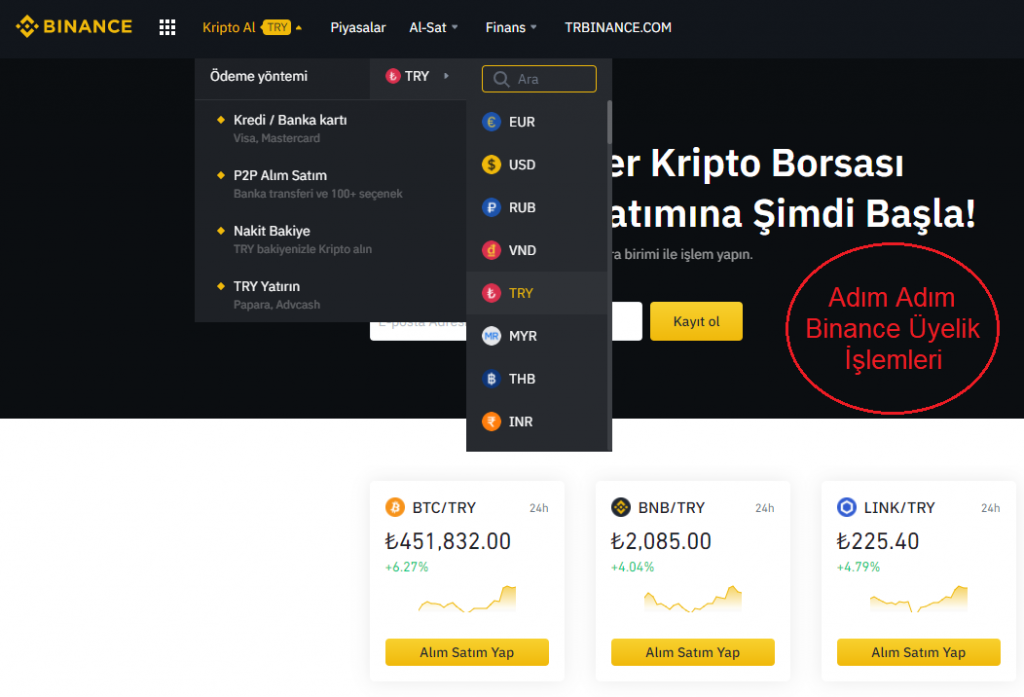 Binance Global Sitesi Hem İngilizce Hem Türkçe Dil Seçeneği