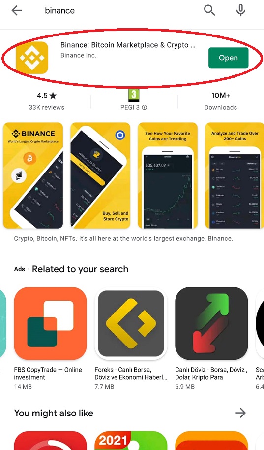 Binance PlayStore (Android)