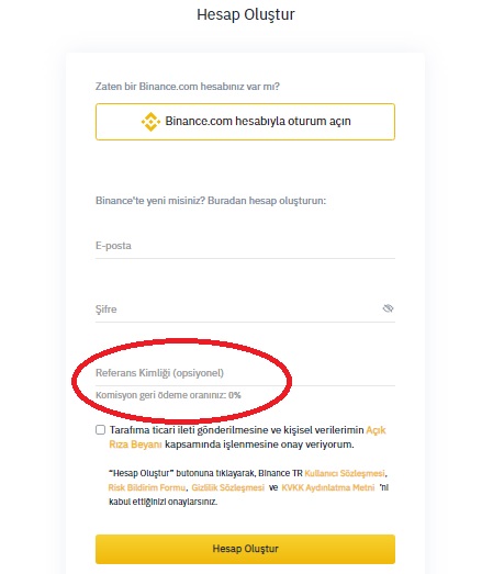 binance giris ekrani