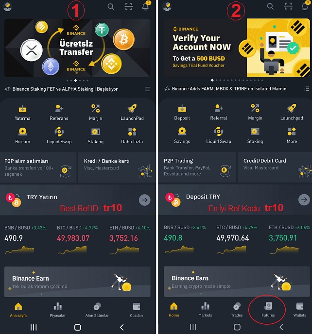 Binance Mobil Vadeli İşlemler