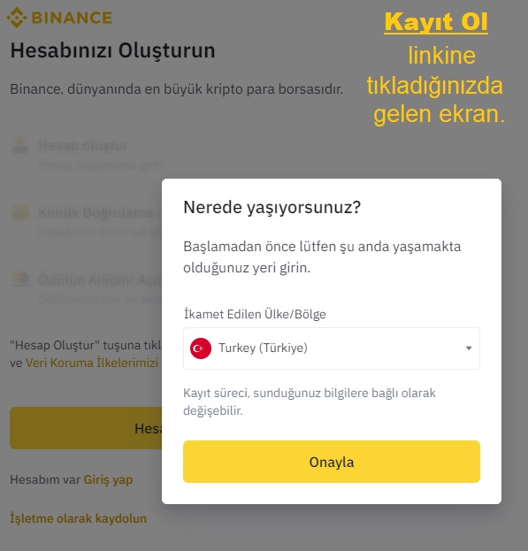 Binance Yeni Kayıt Sayfası