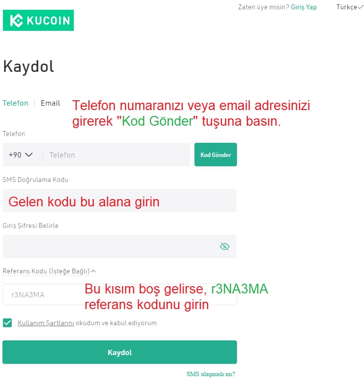 Kucoin Referans Kodu Türkçe