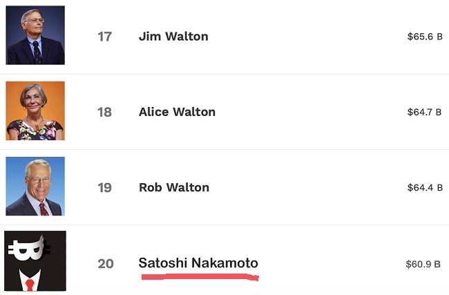 Satoshi En Zenginler Listesinde
