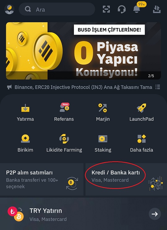 binance mobil ekran