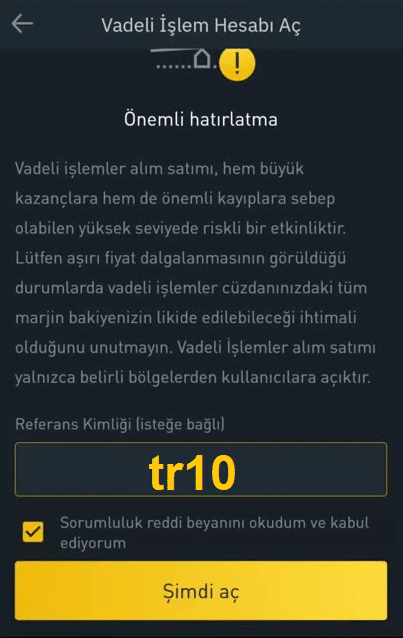 Binance Futures Referans kodu tr10