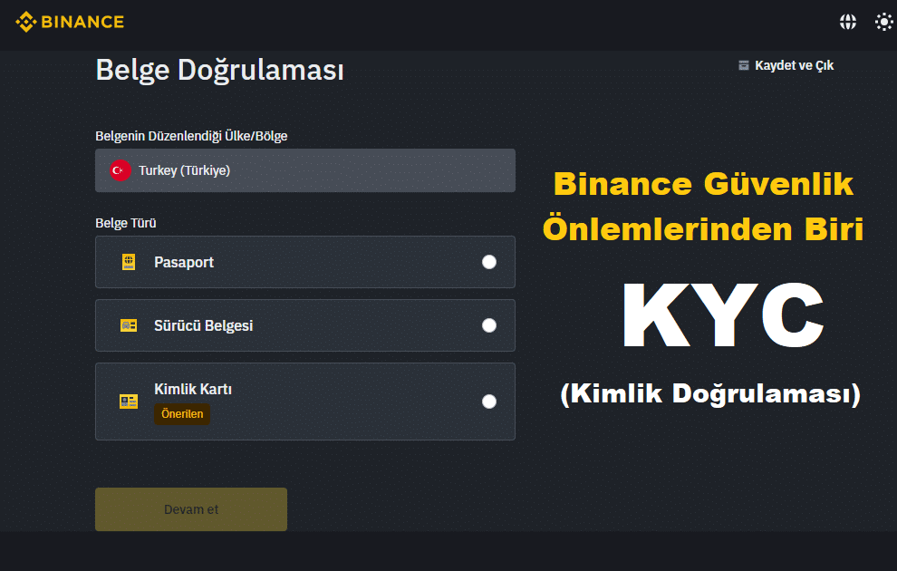 Binance Güvenlik Önlemlerinden Biri: Binance Kimlik Doğrulama (KYC)