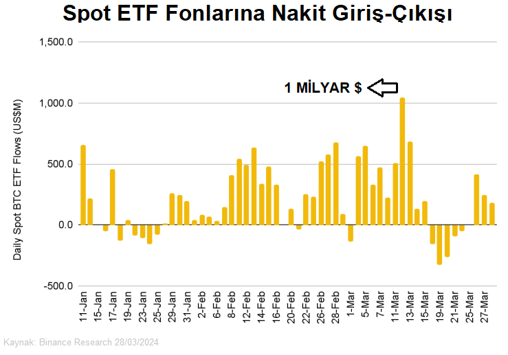 Spot ETF Fonlarına Nakit Giriş Çıkışı 2024